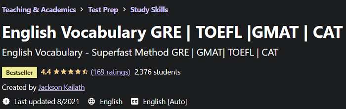 English Vocabulary GRE |  TOEFL|GMAT|  CAT