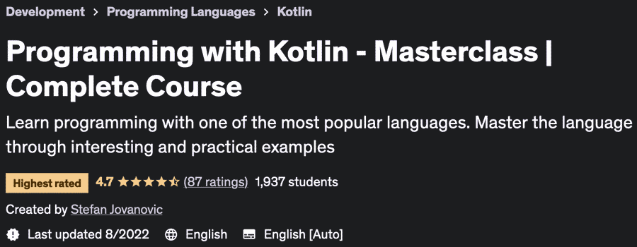 Programming with Kotlin - Masterclass |  Complete Course