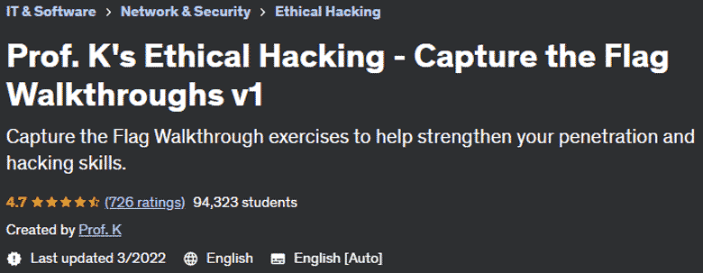 Prof.  K's Ethical Hacking - Capture the Flag Walkthroughs v1