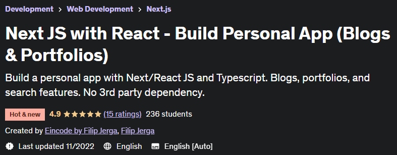 Next JS with React - Build Personal App (Blogs & Portfolios)