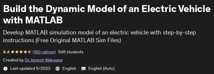 Build the Dynamic Model of an Electric Vehicle with MATLAB