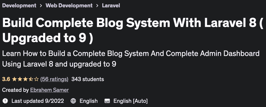 Build Complete Blog System With Laravel 8 (Upgraded to 9)