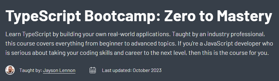 TypeScript Bootcamp_Zero to Mastery