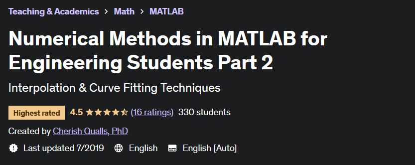 Numerical Methods in MATLAB for Engineering Students Part 2