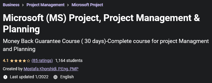 Microsoft (MS) Project, Project Management & Planning