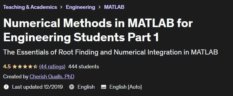 Numerical Methods in MATLAB for Engineering Students Part 1