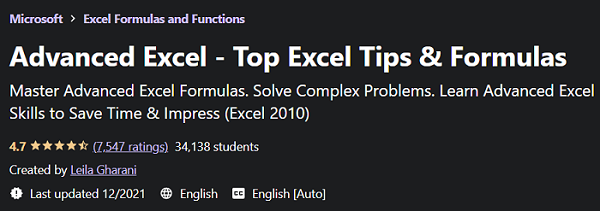 Advanced Excel - Top Excel Tips & Formulas