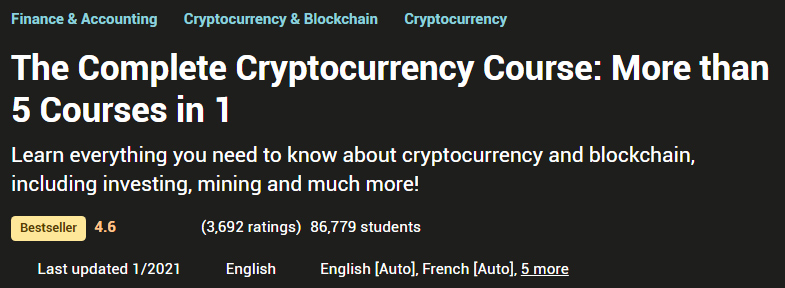 The Complete Cryptocurrency Course: More than 5 Courses in 1