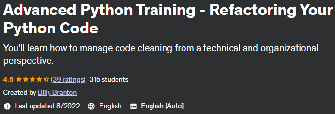 Advanced Python Training - Refactoring Your Python Code