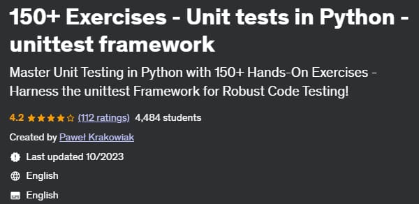 150 Exercises - Unit tests in Python - unit test framework