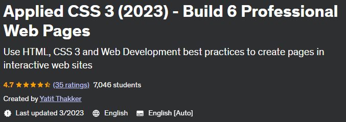 Applied CSS 3 (2023) - Build 6 Professional Web Pages