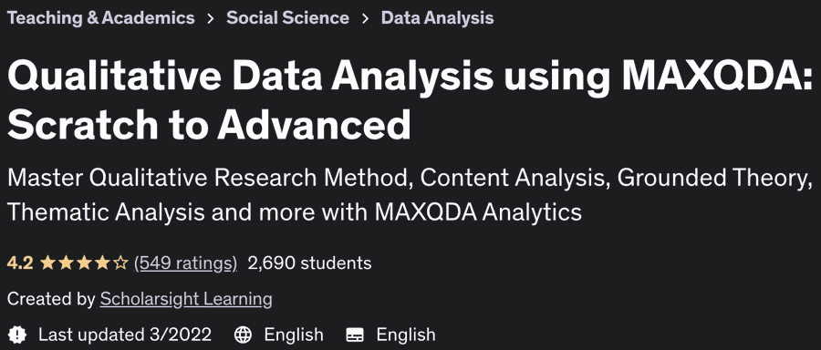 Qualitative Data Analysis using MAXQDA: Scratch to Advanced