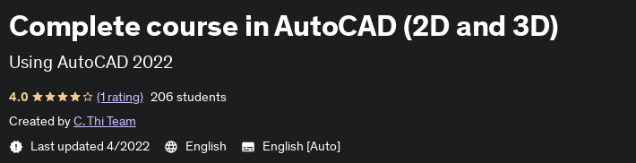 Complete course in AutoCAD (2D and 3D)