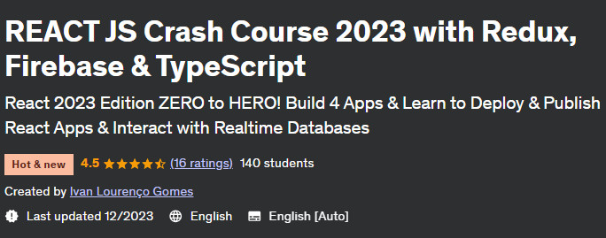 REACT JS Crash Course 2023 with Redux Firebase & TypeScript