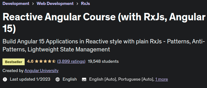 Reactive Angular Course (with RxJs Angular 15)