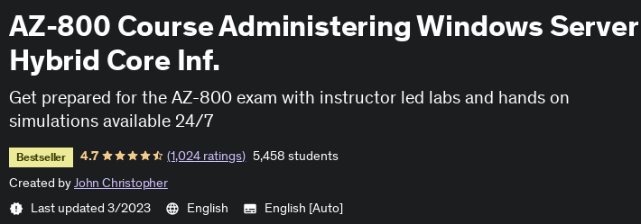 AZ-800 Course Administering Windows Server Hybrid Core Inf.