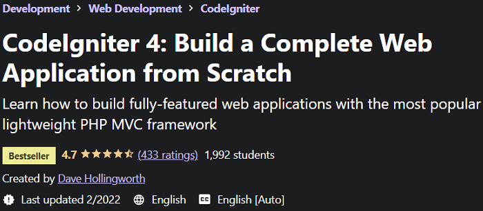 CodeIgniter 4: Build a Complete Web Application from Scratch
