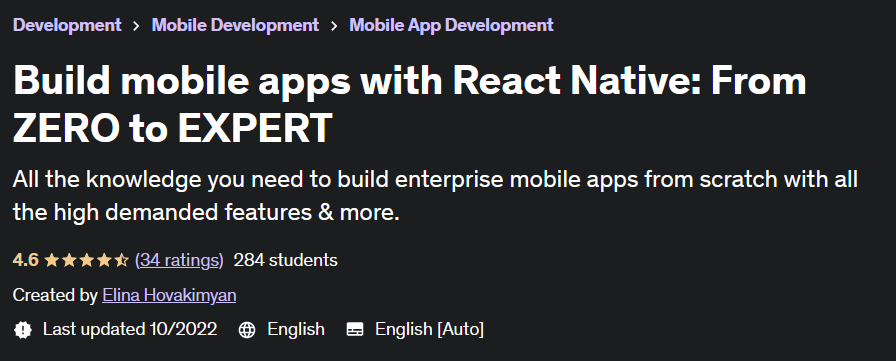 Build mobile apps with React Native: From ZERO to EXPERT