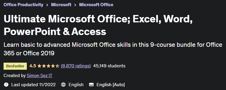 Ultimate Microsoft Office;  Excel, Word, PowerPoint & Access Content