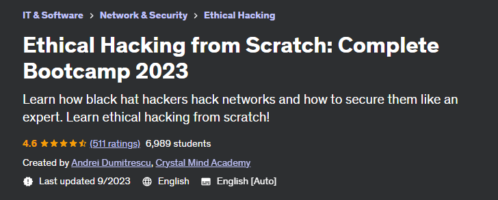Ethical Hacking from Scratch: Complete Bootcamp 2023