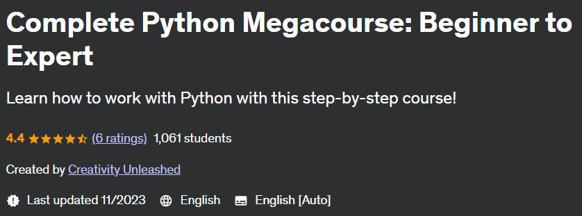 Complete Python Megacourse: Beginner to Expert