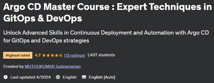 Argo CD Master Course: Expert Techniques in GitOps & DevOps