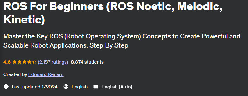 ROS For Beginners (ROS Noetic, Melodic, Kinetic)