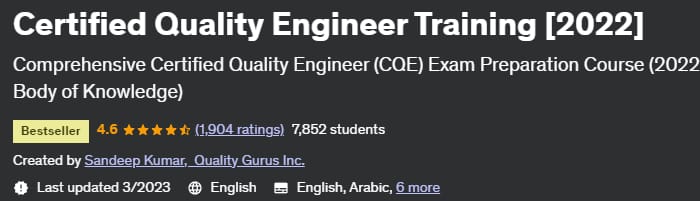 Certified Quality Engineer Training (2022)