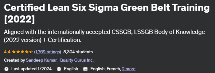 Certified Lean Six Sigma Green Belt Training (2022)