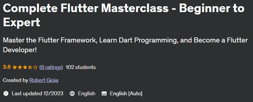 Complete Flutter Masterclass - Beginner to Expert