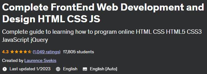Complete FrontEnd Web Development and Design HTML CSS JS