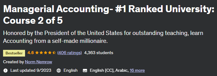 Managerial Accounting- #1 Ranked University_ Course 2 of 5