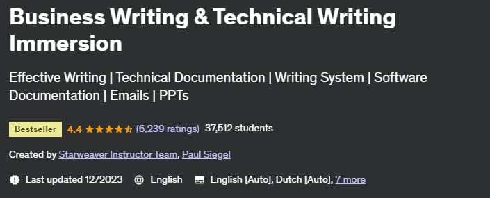 Business Writing & Technical Writing Immersion