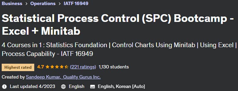 Statistical Process Control (SPC) Bootcamp - Excel + Minitab