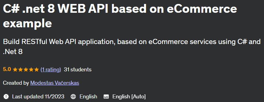 C# .net 8 WEB API based on eCommerce example