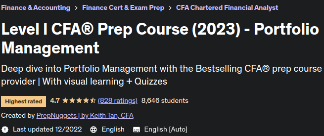 Level I CFA® Prep Course (2023) - Portfolio Management