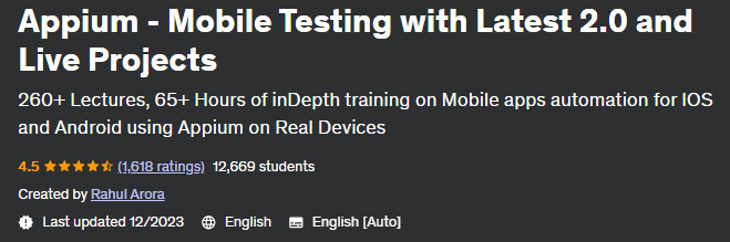 Appium - Mobile Testing with Latest 2.0 and Live Projects