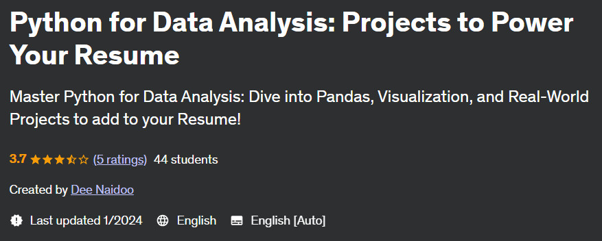 Python for Data Analysis: Projects to Boost Your Resume