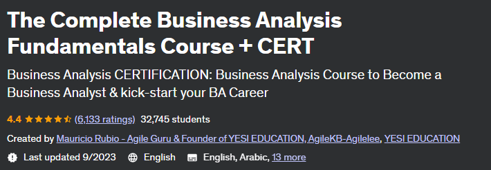 The Complete Business Analysis Fundamentals Course + CERT