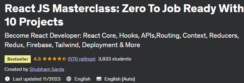 React JS Masterclass: Zero To Job Ready With 10 Projects