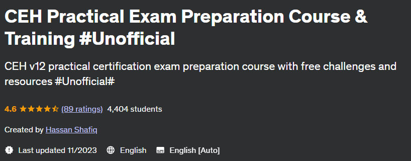 CEH Practical Exam Preparation Course & Training #Unofficial