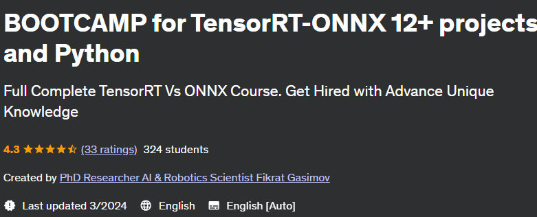 BOOTCAMP for TensorRT-ONNX 12+ projects and Python