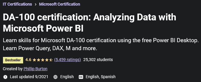 DA-100 certification: Analyzing Data with Microsoft Power BI