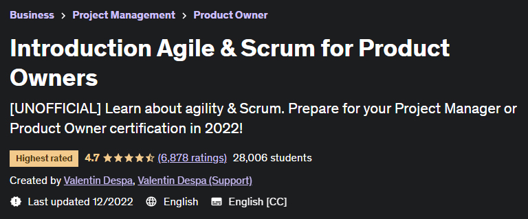 Introduction Agile & Scrum For Product Owners