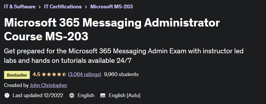 Microsoft 365 Messaging Administrator Course MS-203