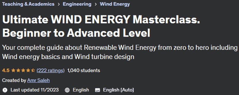 Ultimate WIND ENERGY Masterclass.  Beginner to Advanced Level