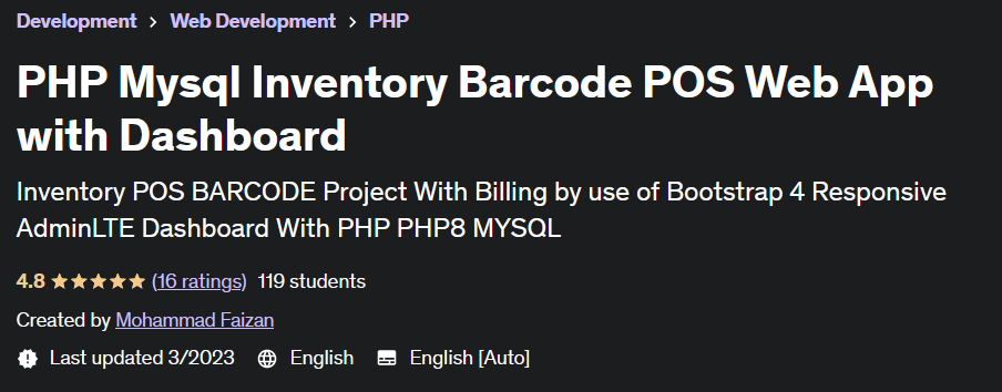 PHP Mysql Inventory Barcode POS Web App