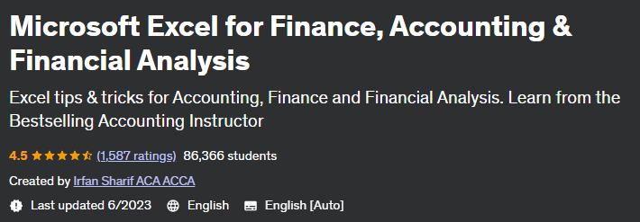 Microsoft Excel for Finance, Accounting & Financial Analysis