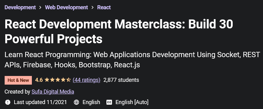 React Development Masterclass: Build 30 Powerful Projects