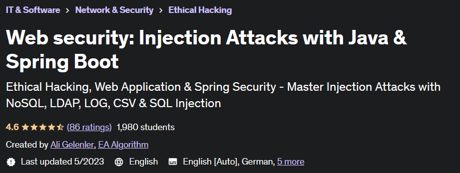 Web security: Injection Attacks with Java & Spring Boot